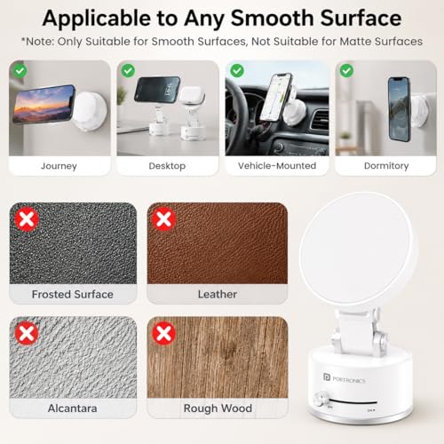Image of 2026 New Vacuum Magnetic Suction Phone Holder, Magnetic Suction Phone Mount, Foldable and Retractable Double-Sided Phone Holder, Adjustable Strong Car Mount (White)