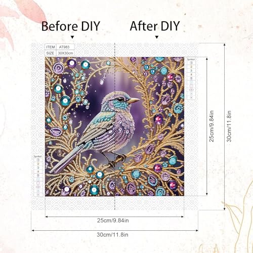 Image of Tontut Diamond Art Painting Kit, Purple Bird 5D DIY Special Shape Mosaic Crafts for Beginners and Adults, can be Gifted to Family and Friends, Great for Decorating Home and Office Walls