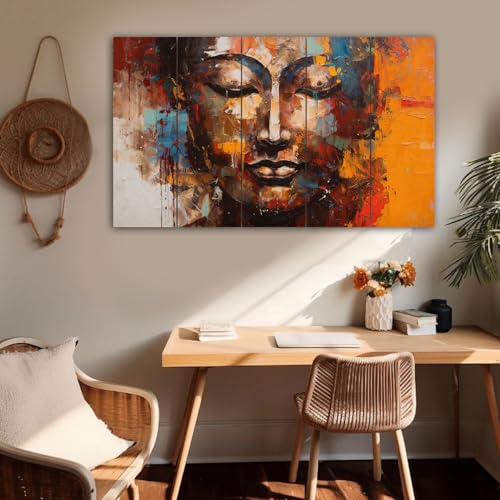 Image of Spacter art Lord Buddha Wall Painting for Living Room Big Size - Meditating Gautam Buddha Painting Wall Decor Peaceful Art for Bedroom, Office, Hotels & Gifting - Wooden Framed (30x60 inch)