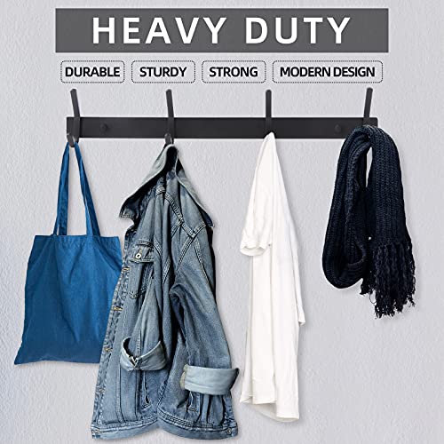 Scunda Coat Rack Wall Mount With 4 Hooks, Stainless Steel Coat Hooks, Heavy Duty Wall Hooks For Hanging, 2-Pack Wall Mount Coat Hanger For Bathroom, Mudroom, Kitchen, Entrayway(Matte Black, 17 Inch) #TOP4