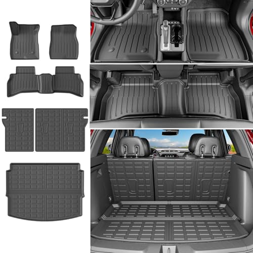 powoq AWD Floor Mats Compatible with 2021-2026 Chevy Trailblazer Trunk Mat Cargo Mat Backrest Liner TPE Replacement for 21-26 Chevy Trailblazer AWD Accessories (Trunk Mat+Backrest Mats+Floor mats)