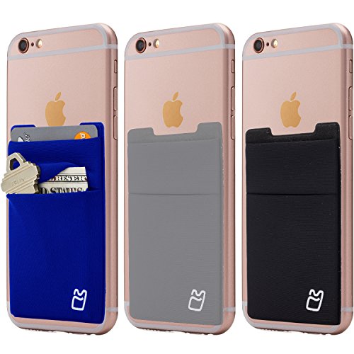Cardly Wallet | Card and Money Holder for Cell Phone | Sticks On Case (Blue & Grey & Black)
