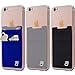 (Three) Stretchy Cell Phone Stick on Wallet Card Holder Phone Pocket for iPhone, Android and All Smartphones. (Blue&Grey&Black)