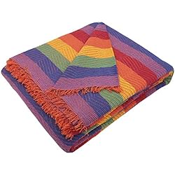 MERCURY TEXTIL- Colcha Multiusos Sofa,Manta Foulard,Plaid para Cama,Cubresofa Cubrecama,jarapas,Comoda Practica y Suave. Poliester Algodón (180 x 260cm, Espiga Arcoiris)