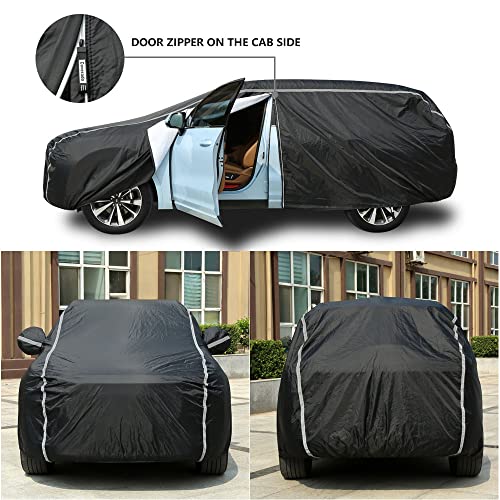 Image of Car Cover Waterproof All Weather, Coverado Soft Cotton Lined Hail Protector Car Cover with Zipper Door, Outdoor Sun UV Rain Snow Protection Car Covers for Automobiles Universal Fit SUV (170 inch-190 inch)