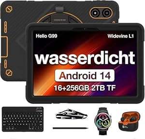 AGM Outdoor Tablet mit Robust Smartwatch +Stift+ Tastatur, Helio G99, 8GB + 256GB, 11'' FHD Display, 50MP + 8MP, IP68/69K, WLAN/Kompass/Widevine L1/Android 14/G-AI