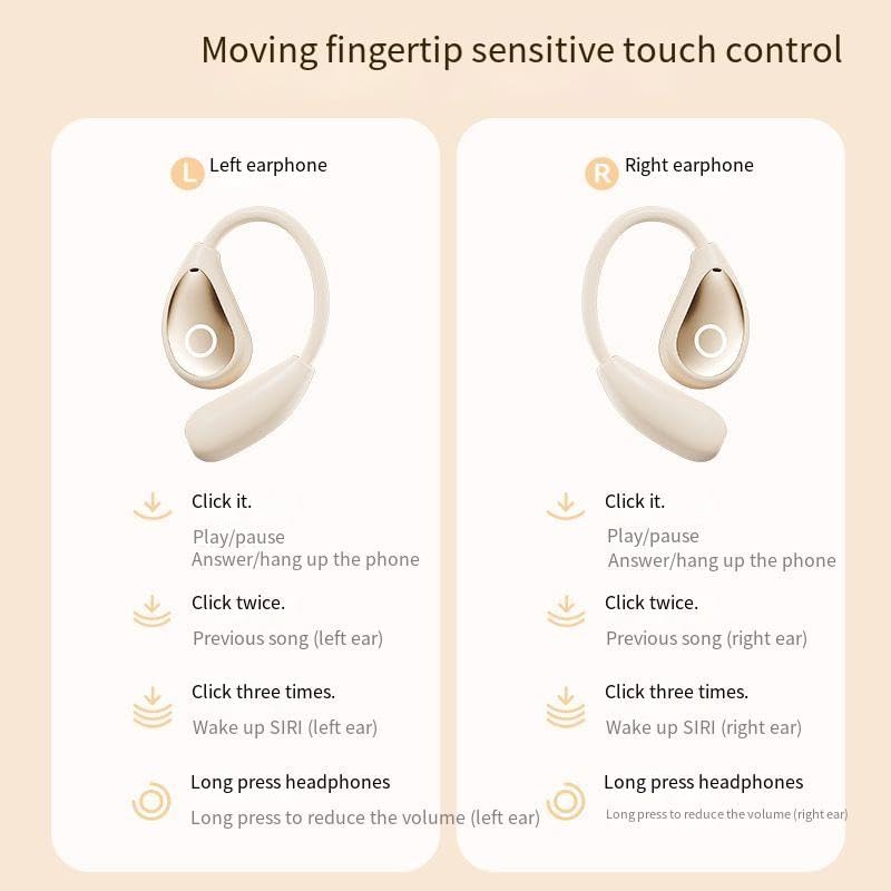 Translation Headphones Open-Ear True Wireless Bluetooth 5.4 with Noise Cancelling,IPX5 Waterproof Sport Earphones Sweat Resistant,Single Battery Life 7H,Compatible with iPhone & Android,Black