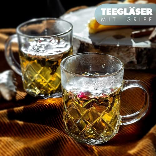 Image of Premium Glass Tea & Coffee Cups Set of 6, 200 ML Transparent Glass Mug with Handle for Coffee,Green Tea, Hot & Cold Beverages, Stylish Clear Drinking Cups for Home Kitchen Cafe (CTZ - 26)