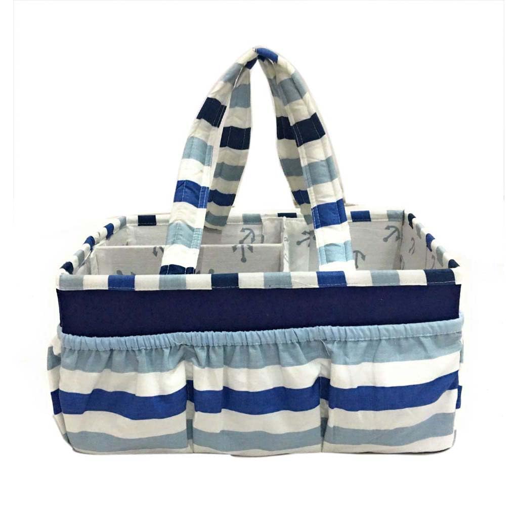 Bacati Little Sailor Nursery Fabric Storage Caddy with Handles, Blue-image-48