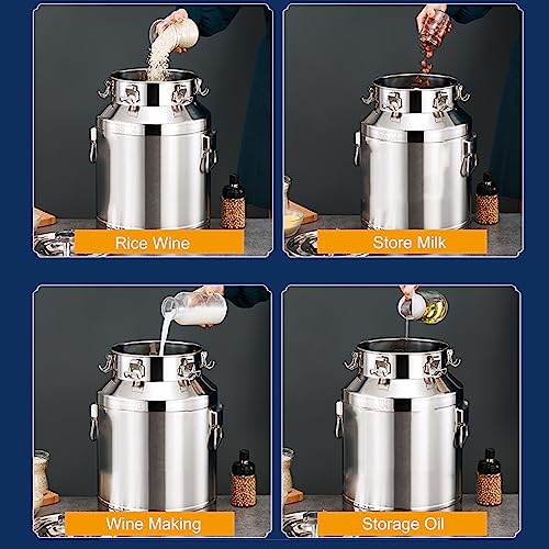Fermentador de acero inoxidable 28L 304 con kit de preparación casera Airlock Premium para cerveza y vino, cubo de almacenamiento de alimentos para fermentación y elaboración de cerveza