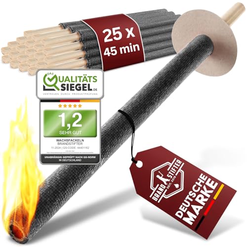 Brandstifter® 25 x bis zu 45 Minuten Fackeln für Hochzeit, Kinder Wanderung. Kinderfackeln Schwarz...