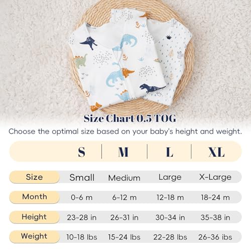 Image of PHF 2 Pack Baby Wearable Blanket 12-18 Months, Rayon Derived from Bamboo, Ultra Soft TOG 0.5 Baby Wearable Blankets with 2-Way Zipper, Large Size, Dinosaur