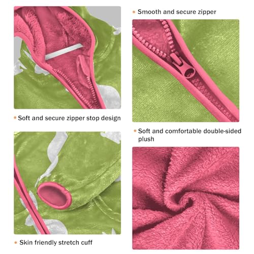 OTVEE Easter Cute Rabbits on Green Kids Hoodie Jacket Fall Spring Full Zip Warm Outwear Coat3