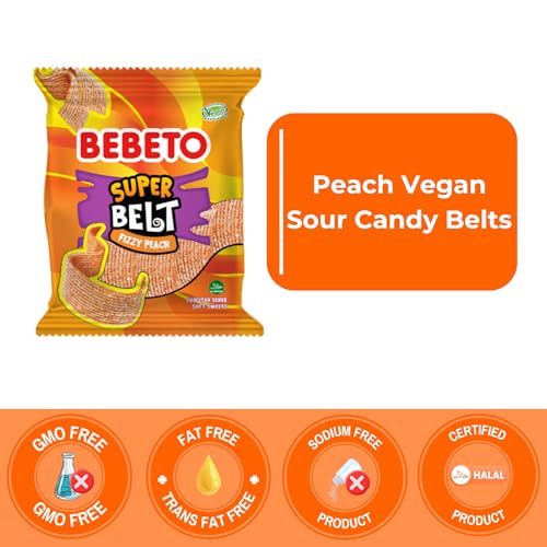 Bebeto Super Belt Peach Caramelos Veganos Ácidos 135g miniatura 5