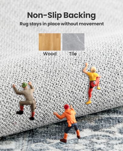 AMADA HOMEFURNISHING 5x7 Area Rugs, Washable Living Room Rug Low-Profile with Non-Slip Backing & Durable Edge Binding, Vintage 5x7 Rugs for Living Room, Bedroom, Dinning Room