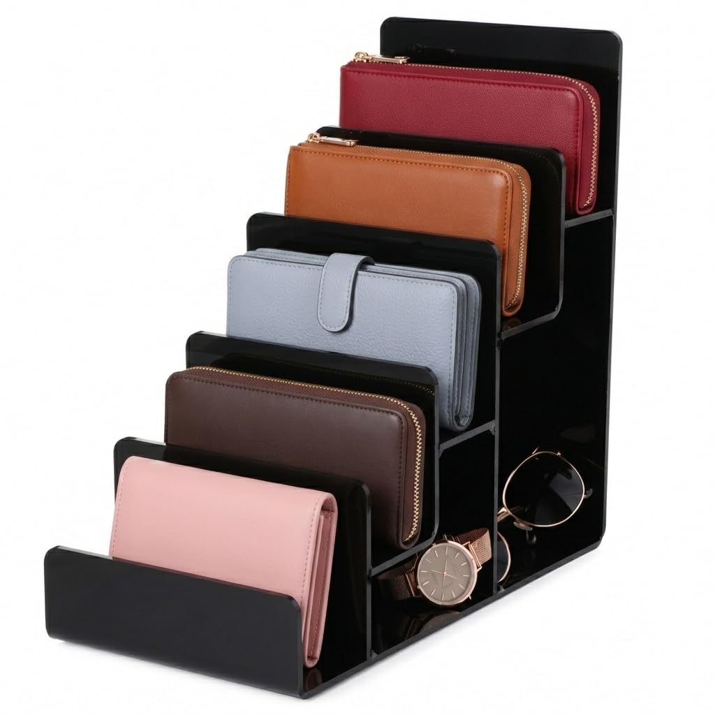 Organizador de carteras Supvox expositor de mesa de acrílico de 5 niveles para tienda