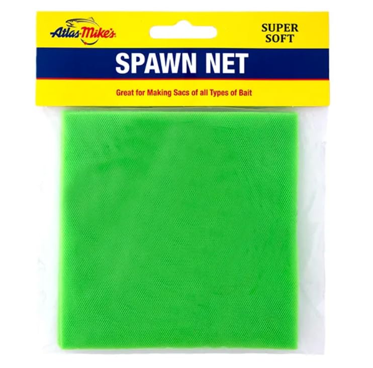 Atlas ATLAS Spawn NET 3'' X 3'' - Ideal for Bait Sacs - Salmon Eggs, Liver, Soft & Cut Bait - Versatile Aquatic Mesh for Fishing Enthusiasts - Premium Quality for Successful Fishing - 50 Ct Lime