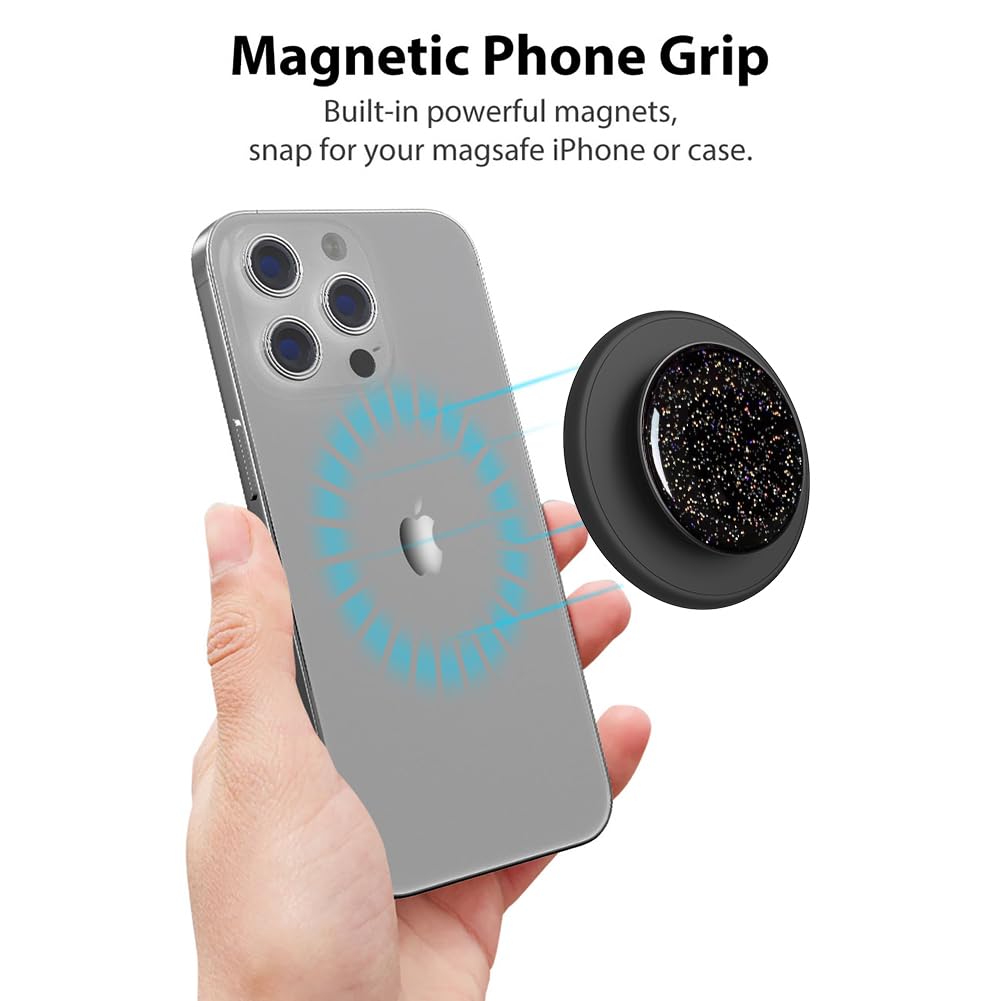 Agarre magnético para teléfono compatible con MagSafe, soporte magnético para anillo de teléfono, soporte de dedo compatible con carga inalámbrica, anillos ajustables para teléfono MagSafe
