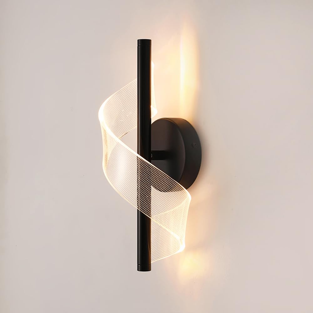 Granestner LED Acrylic Wall Sconce 8W - 3 Color Modes for Indoor Use Elegant Lamp for Bedroom, Corridor, Stairs, and Bathroom(Dark)