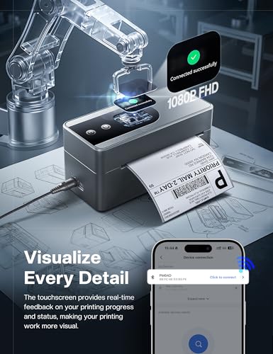 Image of Phomemo 4x6 Shipping Label Printer with Touch Screen, Wireless Bluetooth Thermal Label Printer for Small Business & Packages, Compatible with Amazon Shopify Etsy UPS USPS
