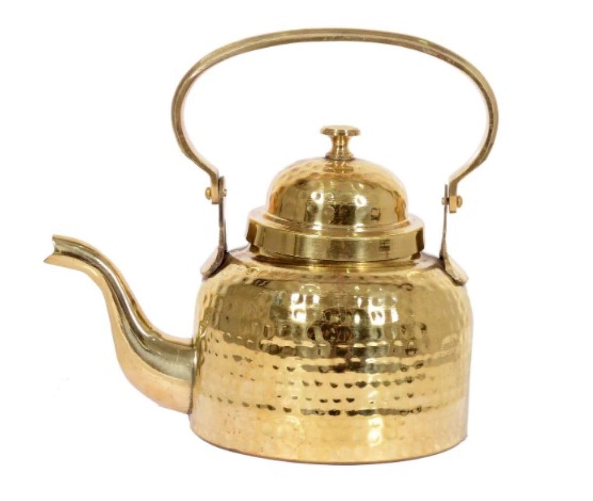Generic jewellary hub Tea Kettle Pot with Hammered Brass Finish for Brewing and Serving Tea (Brass, Kettle 3 Liter), Golden