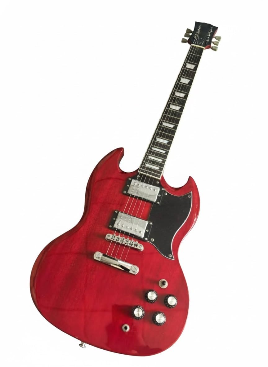 Profesjonalna gitara elektryczna Trans Red Double Cutaway 6 strun z litego drewna w stylu rock metal(Vintage Classic)
