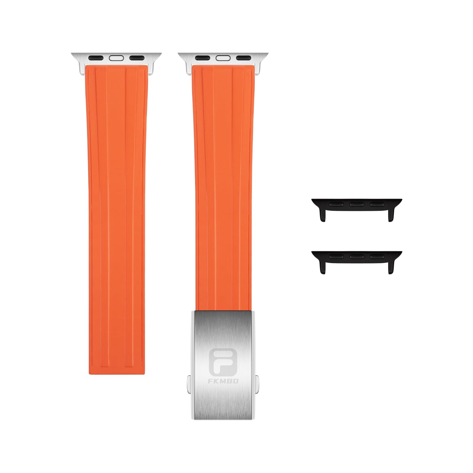 Business Sport Fluororubber Bands For Apple Watch Bands 49mm 45mm 44mm 42mm 41mm 40mm 38mm Men Women Watch Bands Series Ultra 9/8/7/6/5/4/SE FKM Waterproof Strap 316L Folding Buckle Fits 135-275mm Wrists