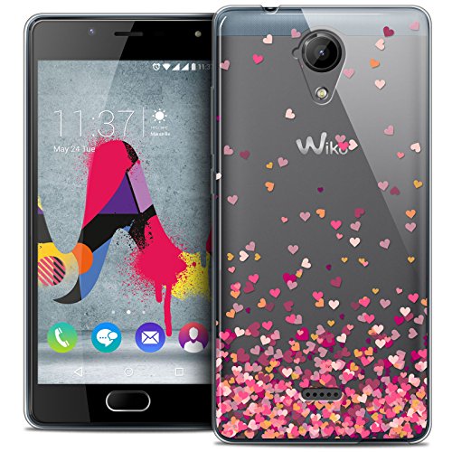 Caseink - Coque Housse Etui pour Wiko U Feel Lite [Crystal Gel HD Collection Sweetie Design Heart Flakes - Souple - Ultra Fin - Imprimé en France]