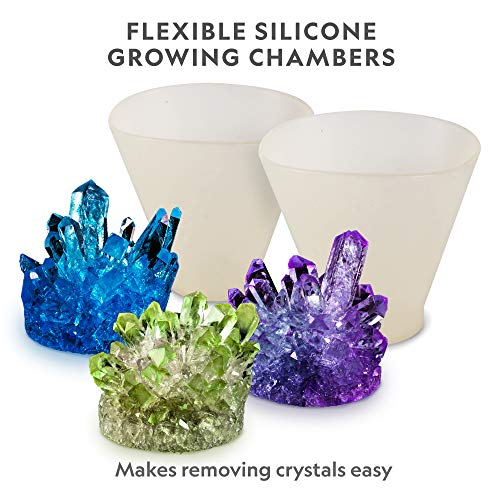 National Geographic Mega Crystal Growing Lab - 8 Vibrant Colored Crystals To Grow With Light-Up Display Stand & Guidebook - Includes 5 Real Gemstone Specimens Including Amethyst & Quartz #TOP4
