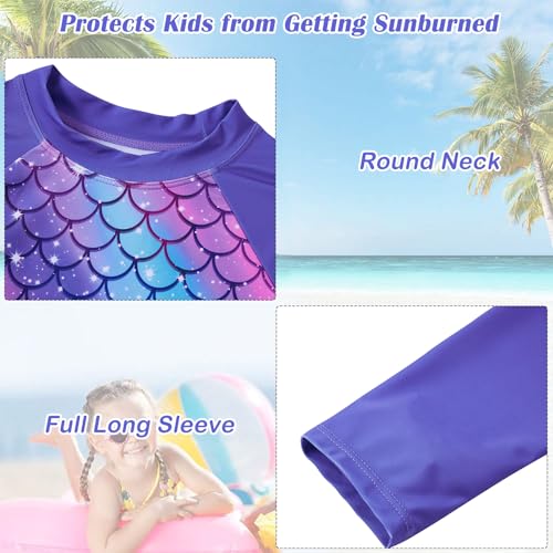 Image of TUONROAD Girls 2 Pieces Rash Guard Swimsuit Long Sleeve Tankini for 4-10 Years