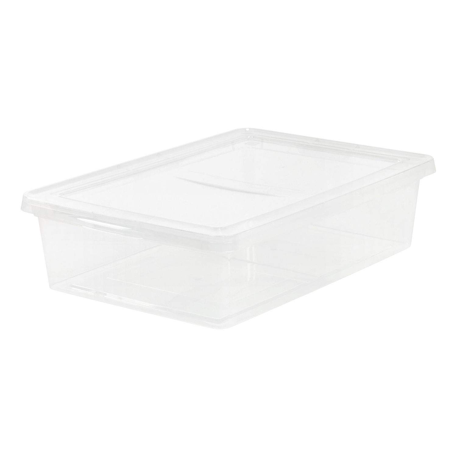 IRIS USA 28 Qt przezroczyste pudełko do przechowywania, bez BPA, plastikowy pojemnik do układania w stos z pokrywką, pojemniki do organizowania półek w szafie, ubrania, koce, ręczniki, organizacja w
