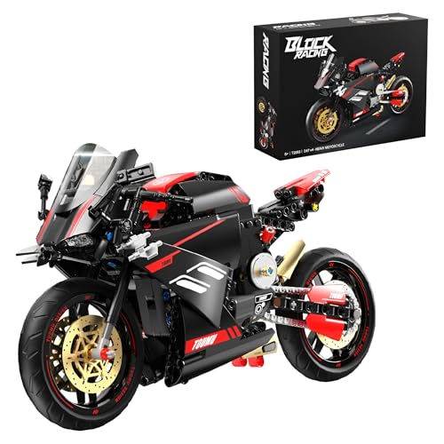 Unativer Technik Motorrad Bausteine für Ducati 426 Klemmbausteine Technik Rennen Superbike Modellbausatz Supermotorrad Spielzeug Geschenk für Kinder Erwachsene Kompatibel mit Großen Marken (T2003)
