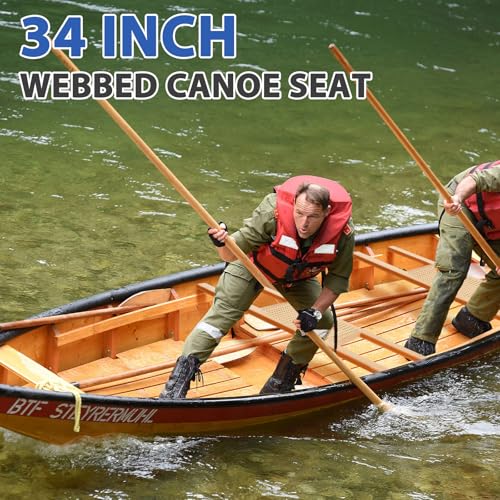 image for Conderyang 2 Pcs 34 Inch Caned Canoe Webbed Seat Outdoor Caned Seat Re
