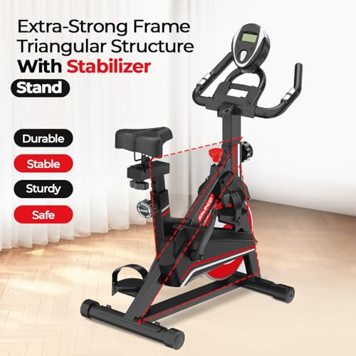 Image of Sparnod Fitness SSB-08N Spin Bike for Home Use 8 kg Flywheel, Digital Display Console, Heart Rate Sensor, Fully Adjustable Seat & Handlebar, Silent Belt Drive, Carbon Steel Frame, Max User Weight 130kg
