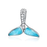 925 Sterling Silber Funkelnde Meerjungfrauenschwanz-Charms mit blauer Emaille, passend für Armbänder, Schmuckzubehör