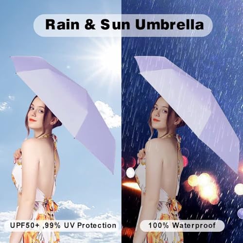 Image of Mini Travel Sun Umbrella for Purse With Case,Small Compact UV Umbrella Protection Sun,Lightweight Portable Parasol Windproof for Women Men Kids