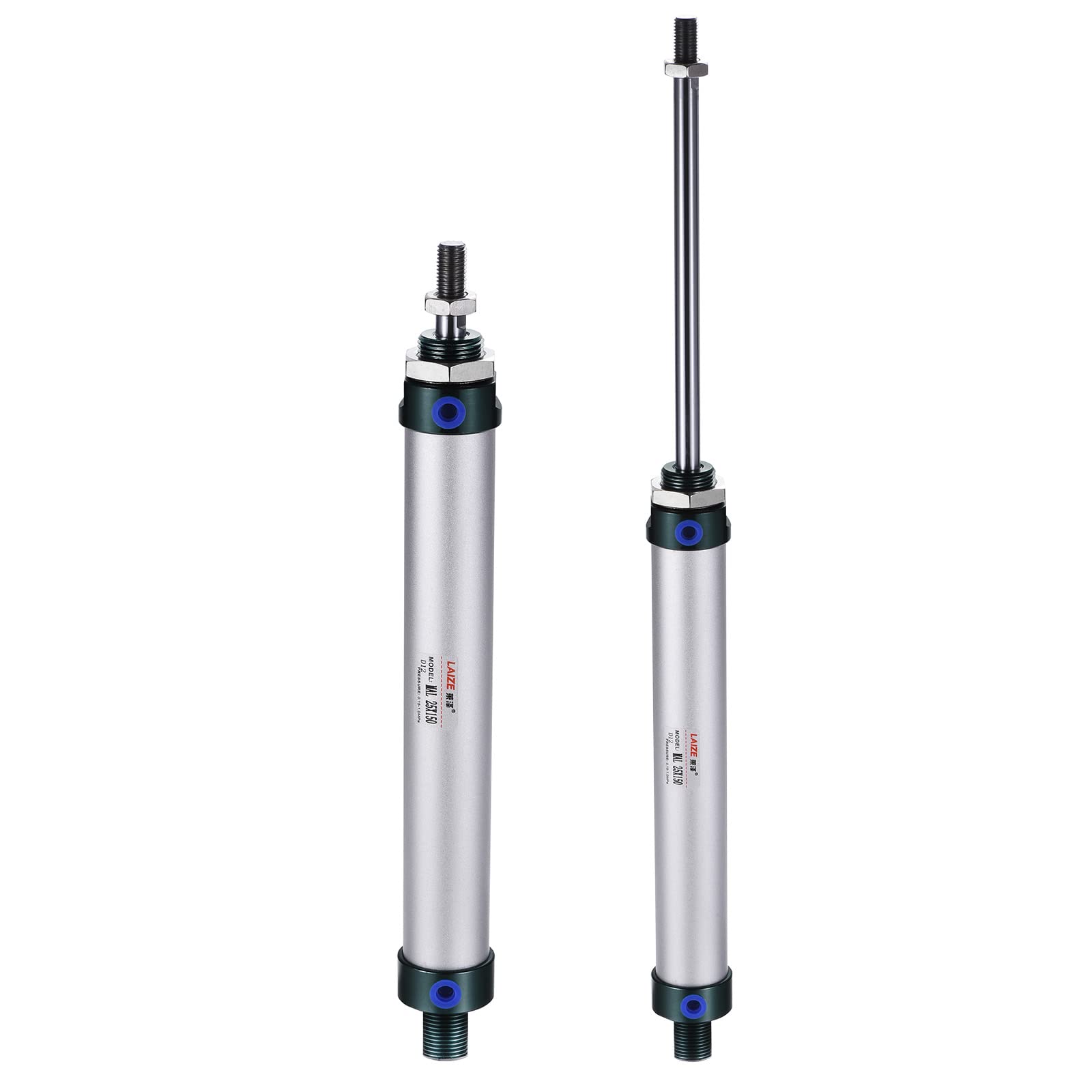 MECCANIXITY Cilindro neumático de aire doble acción MAL25X150 25mm agujero 150mm carrera con conector Y y 4pcs conjunto de montaje rápido