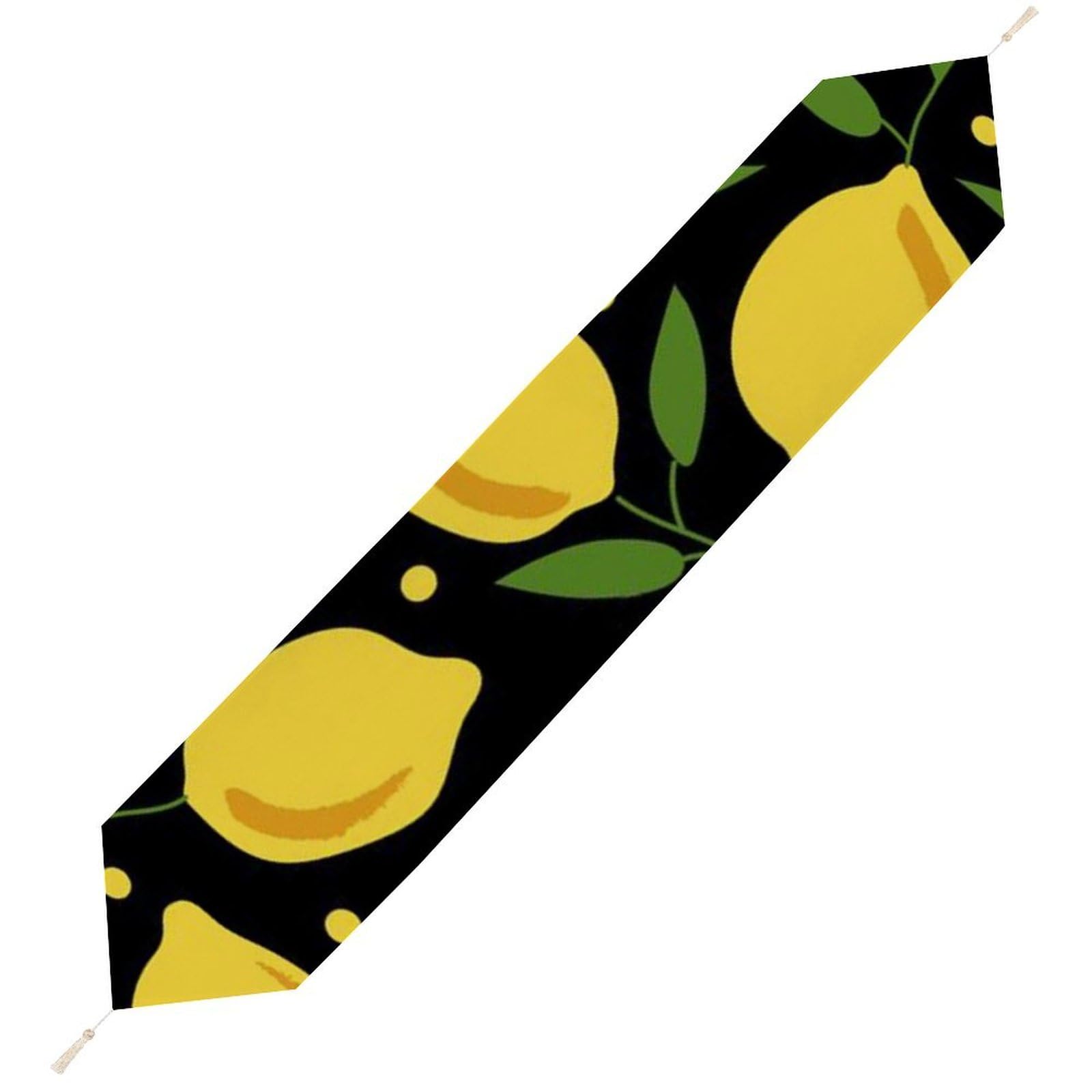 JZemdybill 178*33cm Table Runner with Tassel, Cartoon Lemon Table Runner, Table Decoration for Kitchen, Party, Restaurant
