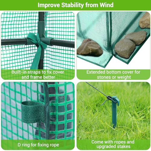 Image of Greenhouse for Outdoors with Screen Windows, Ohuhu Upgraded 4 Tiers 11 Shelves Walk-in Greenhouses with Durable PE Cover, Outside Garden Plastic Green House with Ground Pegs & Ropes for Stability