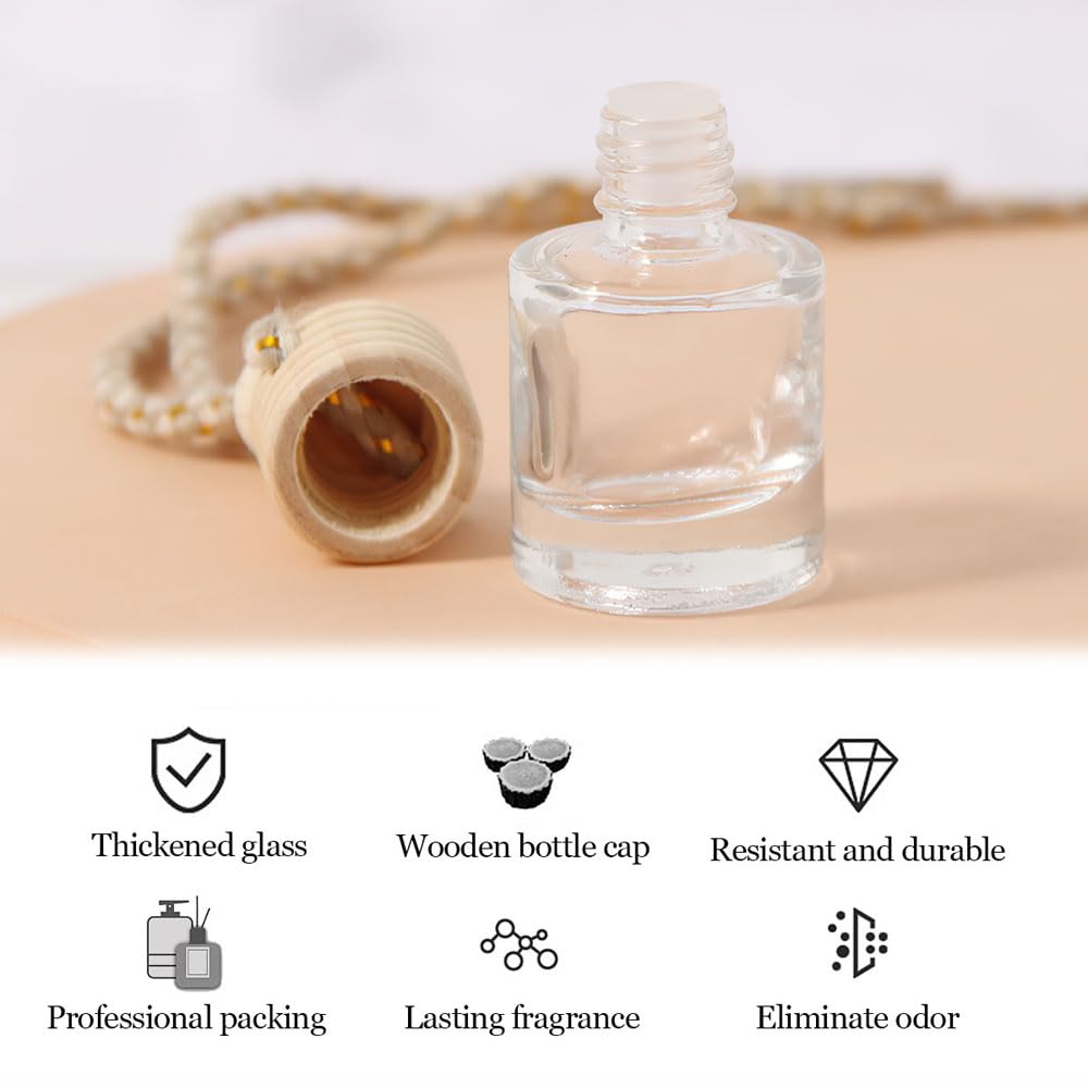 Heveer Auto Luchtverfrisser Parfumfles 10ml Navulbaar Aromatherapie Geur Essentiële Olie Diffuser Lege Auto Hangende Diffuser voor Auto Thuiskantoor 10St, Transparant
