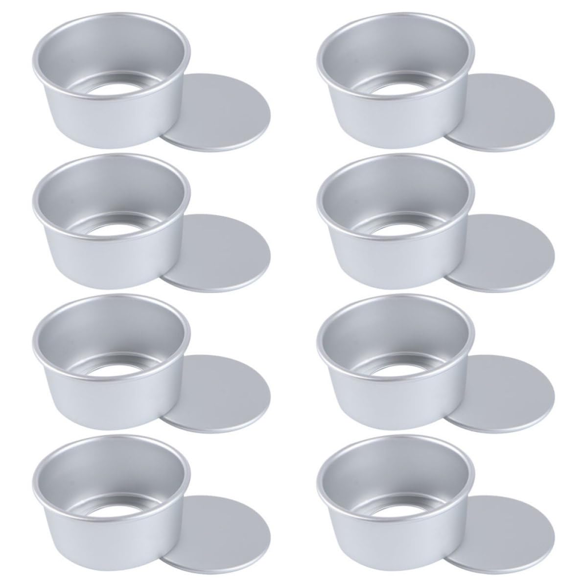8 Moldes Redondos para Pastel con Base Extraíble de Aleación de Aluminio, Aptos para Horno, Diseño Práctico Adecuado para Panaderías y Repostería