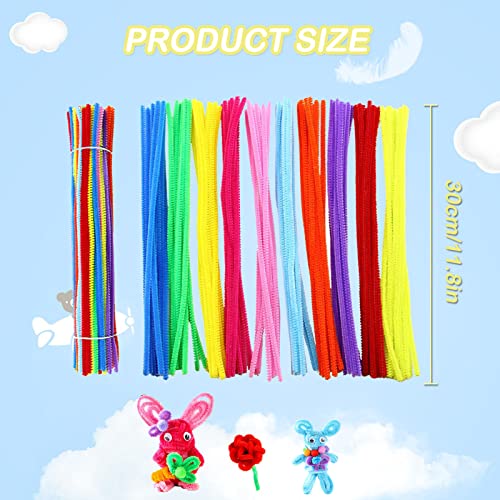 PMELCXD 300PCS Chenille Tige Fils Chenille Tiges de Chenille Coloré Pipe Cleaners Crafts Set pour Arts et Artisanat 6mm * 30cm(300 Pièces - 10 Couleurs, Mélange de Couleurs Vives) - Image 3