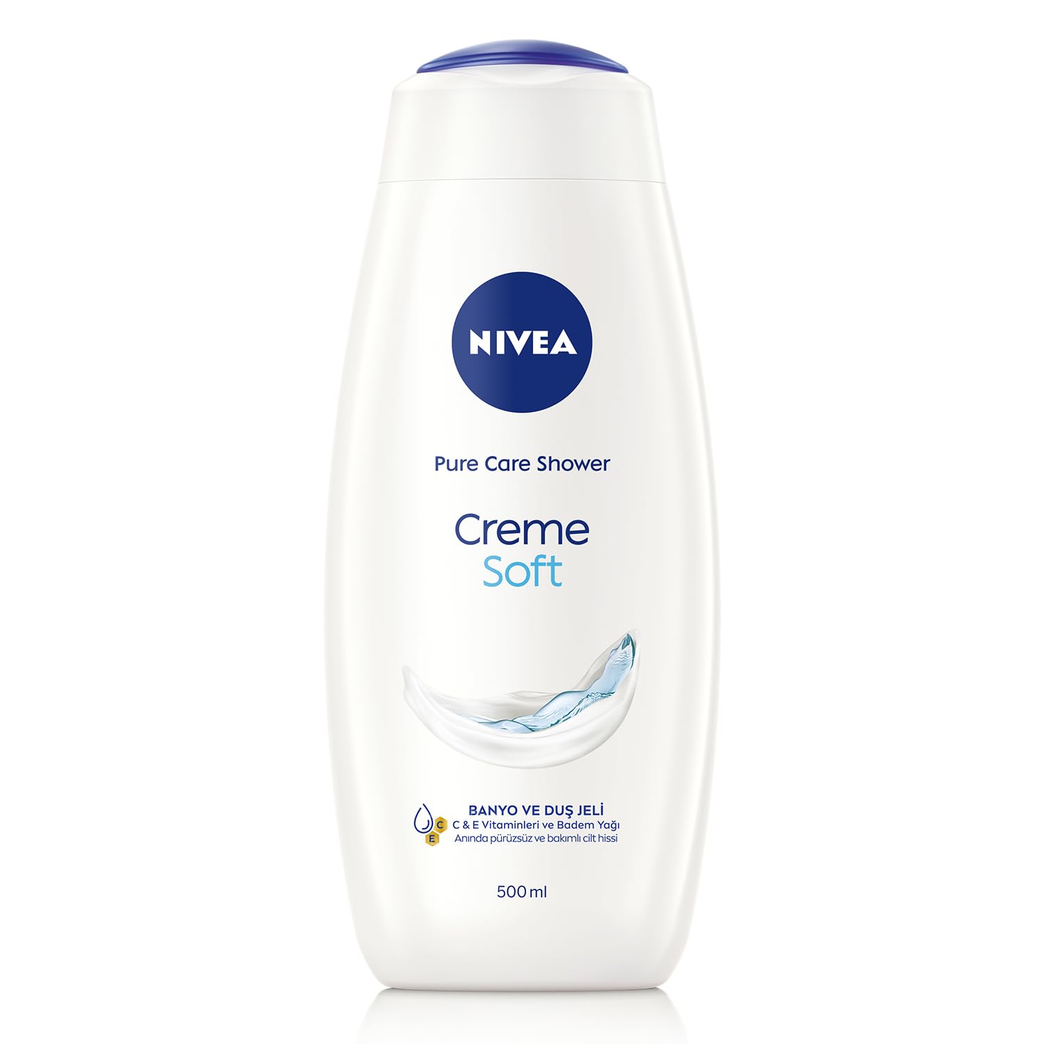 NIVEA Creme Soft Kremsi Dokunuş Banyo ve Duş Jeli 500 ml, Pro-Vitamin,Badem Yağı, Nemlendirme