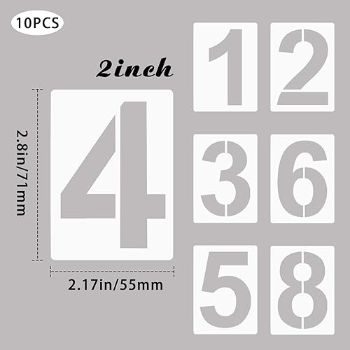 Vista 11 de Juego de plantillas de números grandes de 8 pulgadas, juego de plantillas de números de dirección de 0 a 9, plantillas de pintura de números de 7.9
