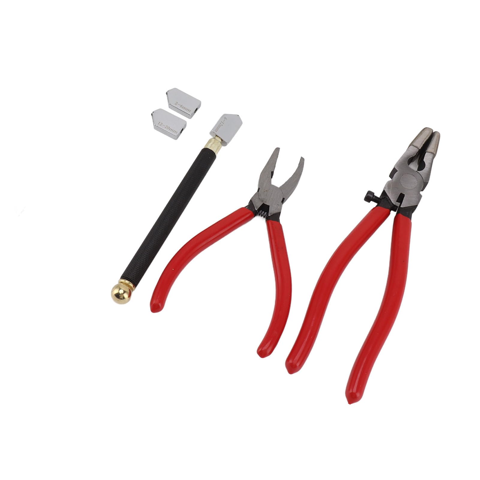 Kit de Herramientas para Cortar Vidrio con Alicates Rompedores, Alicates para Correr de Vidrio con Mandíbula Curva, Bolígrafo Cortador de Vidrio y 2 Cuchillas, para Vidrieras