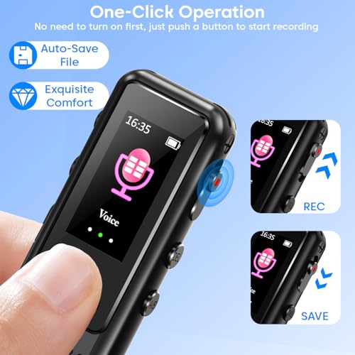 Image of Sounce 32GB Digital Voice Recorder Device with AI Noise Reduction MP3 Player Built in Mic Up to 50 Hours Audio Recording for Meetings Lectures Interviews Classes with Earphones (Black)