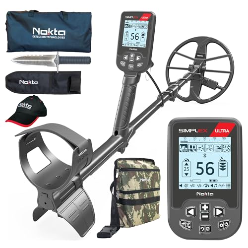 Nokta Simplex Ultra Metal Detector Kit Serious Beginner Pack (Digger,Carrying Case,Cap) Professional Metal Detector Set for Adults Waterproof with Carbon Fiber Shaft and 11” Search Coil
