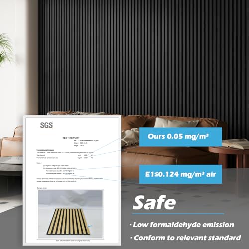 Image of Art3d 108 x 12 Inch 3D Fluted Soundproof Wood Slat Wall Panel, 2-Pack, Blackwood
