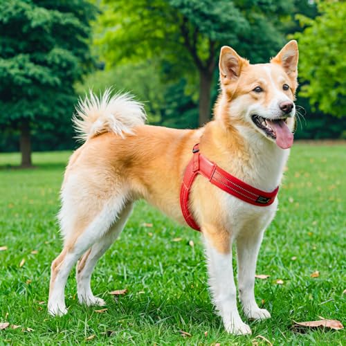 EXCELLENT ELITE SPANKER No Pull Hundegeschirr Step-in einstellbare reflektierende Weste weich gepolstert leicht Haustier Brustgurt mit Leine Clips für kleine mittlere große Hunde(M-BLK)