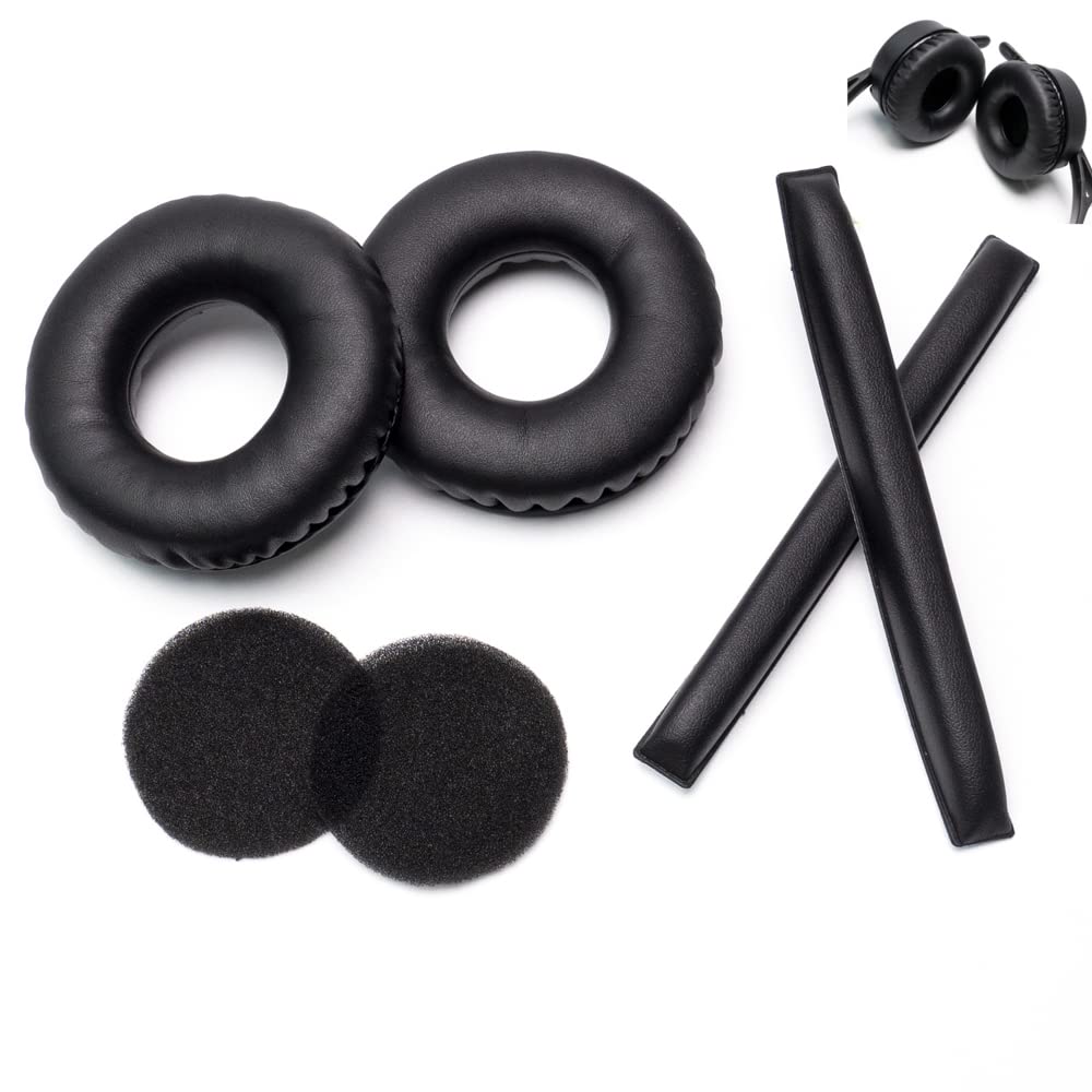 Voarmaks Rainbow Color Ear Pads Headband Cushion Kits Compatible with Sennheiser HD25 HD250BT HD25-ll HD25S Il HMD25 Headphone Foam Covers (Black Sets